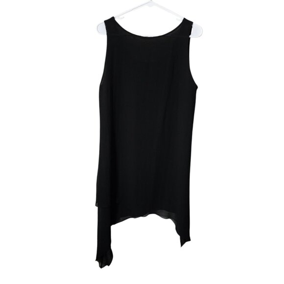 SOFT SURROUNDINGS Asymmetrical Tunic Top Chiffon Sleeveless Lagenlook in black M - Picture 2 of 6